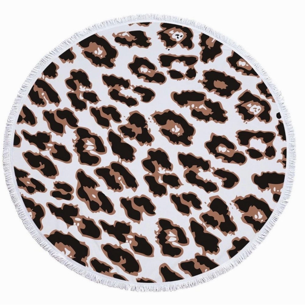 Leopard Print Round Microfiber Beach Towel
With Tassels